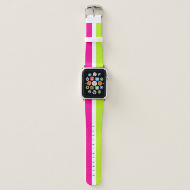 Neon Pink and Green Apple Watch Band (Front)