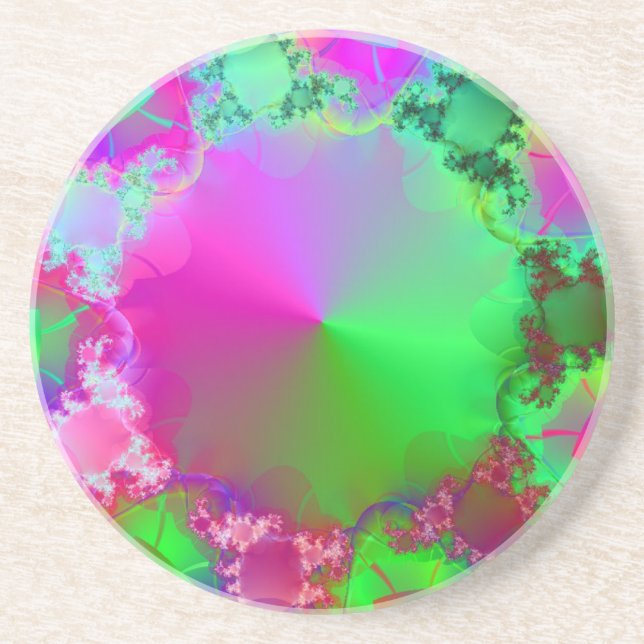 Neon Pink and Green Cone Coaster (Front)