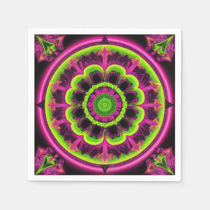 Neon Pink And Green Kaleidoscope Design Napkins