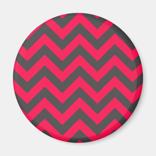 Neon Pink and Grey Chevron Pattern Magnet (Front)