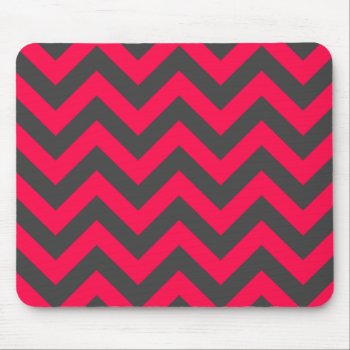 Neon Pink And Grey Chevron Pattern Mouse Pad by PatternPlethora at Zazzle
