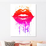 Neon Pink and Orange Lip Wall Art  Acrylic Photo Tile<br><div class="desc">Add a bold pop of color to your space with this vibrant neon pink and orange lip art. Featuring a modern splash-paint design, this acrylic peel and stick art tile creates a striking focal point. Perfect for contemporary decor, beauty spaces, or artistic living rooms, this piece embodies bold, trendy style....</div>