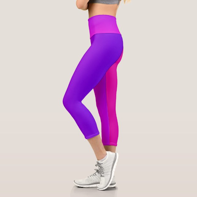 Neon Pink And Purple Gradient Capri Leggings (Left)