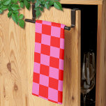Neon Pink and Red Checkered Checkerboard Vintage Kitchen Towel<br><div class="desc">Neon Pink and Red Checkered Checkerboard | Vintage | Classic | Trendy | Stylish | Fashion | Minimal</div>