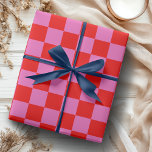 Neon Pink and Red Checkered Checkerboard Vintage Wrapping Paper<br><div class="desc">Neon Pink and Red Checkered Checkerboard Vintage Wrapping Paper</div>