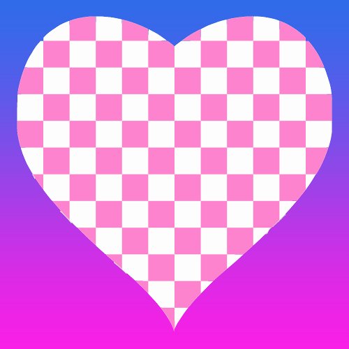 Neon Pink and White Checkered Checkerboard Vintage Heart Sticker