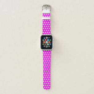 Neon pink and White polka dots retro pattern Apple Watch Band