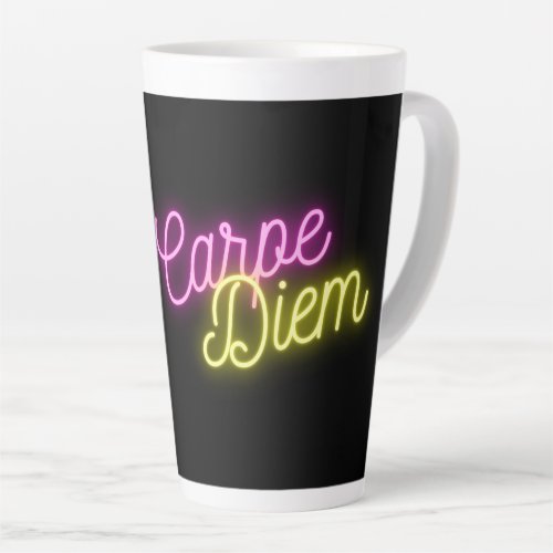 Neon Pink and Yellow Carpe Diem   Latte Mug