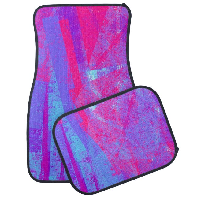 Neon Pink & Aqua Blue Abstract Car Floor Mat (Set)