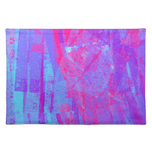 Neon Pink & Aqua Blue Abstract Cloth Placemat