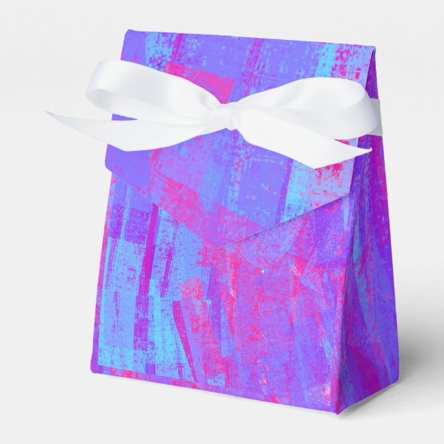 Neon Pink & Aqua Blue Abstract Favor Boxes (Front Side)