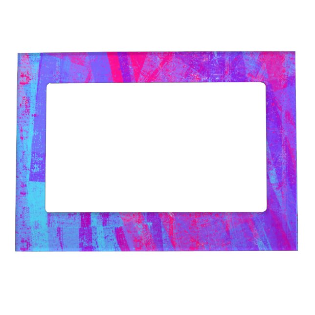Neon Pink & Aqua Blue Abstract Magnetic Frame (Front)
