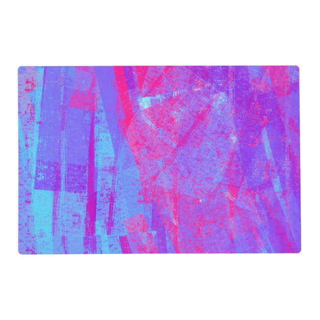 Neon Pink & Aqua Blue Abstract Placemat (Front)