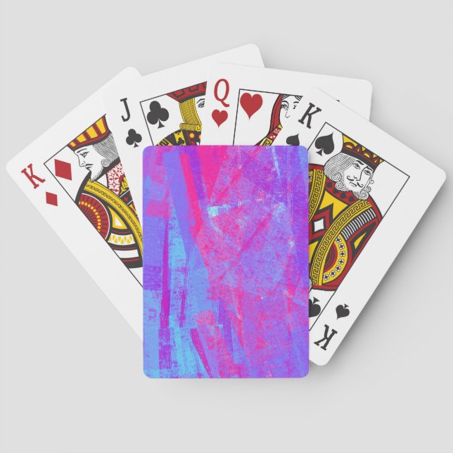 Neon Pink & Aqua Blue Abstract Poker Cards (Back)