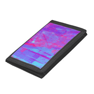 Neon Pink & Aqua Blue Abstract Tri-fold Wallet