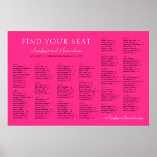 Neon Pink Basic Wedding Alphabetical Seating Chart