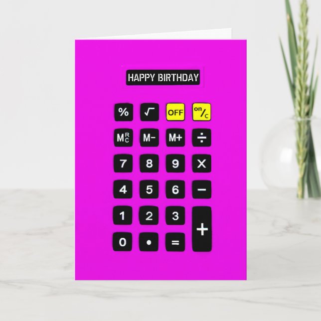 Neon Pink Birthday Calculator    Card (Front)
