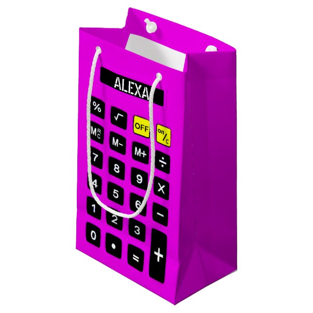 Neon Pink Birthday Calculator   Small Gift Bag (Front Angled)