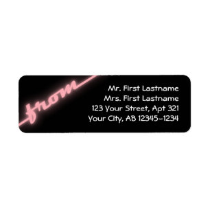 Neon Pink & Black Return Address Labels