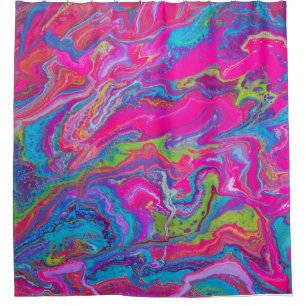 Neon Pink, Blue and Green Shower Curtain
