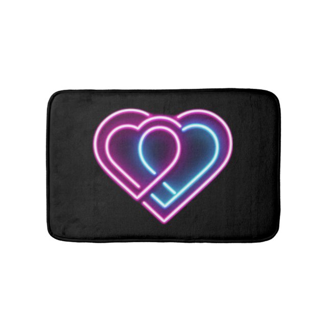Neon pink/blue heart Valentine's day mug Bath Mat (Front)