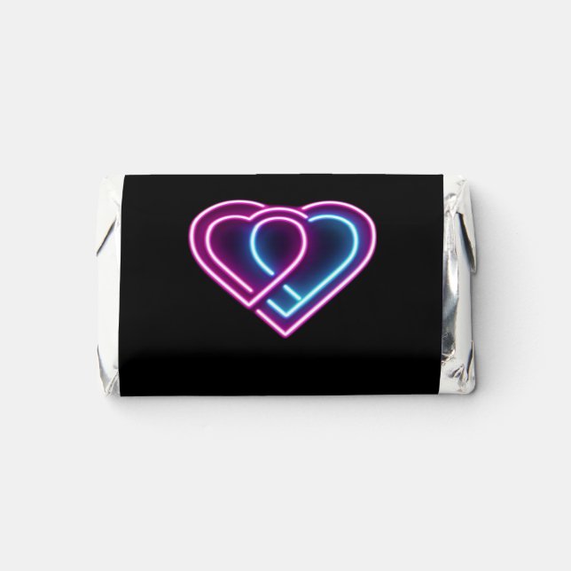 Neon pink/blue heart Valentine's day mug Hershey's Miniatures (Front)