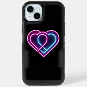 Neon pink/blue heart Valentine's day mug iPhone 15 Plus Case