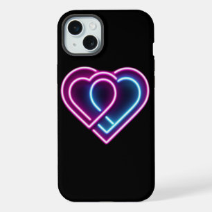 Neon pink/blue heart Valentine's day mug iPhone 15 Plus Case