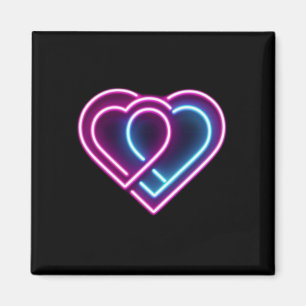 Neon pink/blue heart Valentine's day mug Magnet