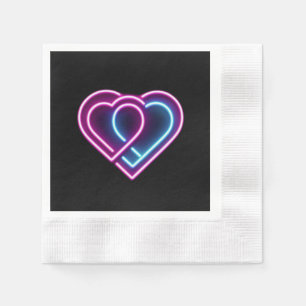 Neon pink/blue heart Valentine's day mug Napkins