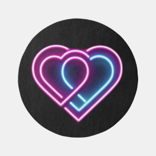 Neon pink/blue heart Valentine's day mug Outdoor Rug