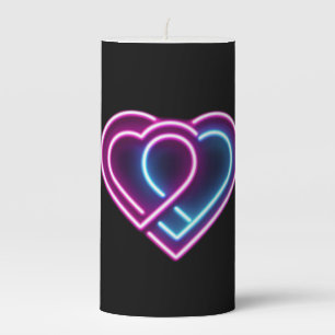 Neon pink/blue heart Valentine's day mug Pillar Candle