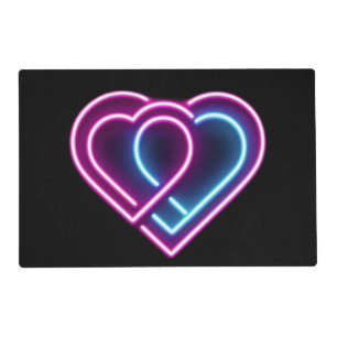 Neon pink/blue heart Valentine's day mug Placemat