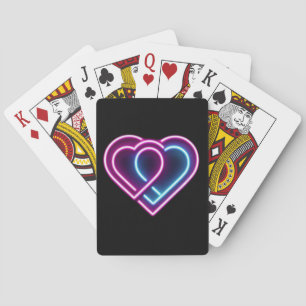 Neon pink/blue heart Valentine's day mug Poker Cards
