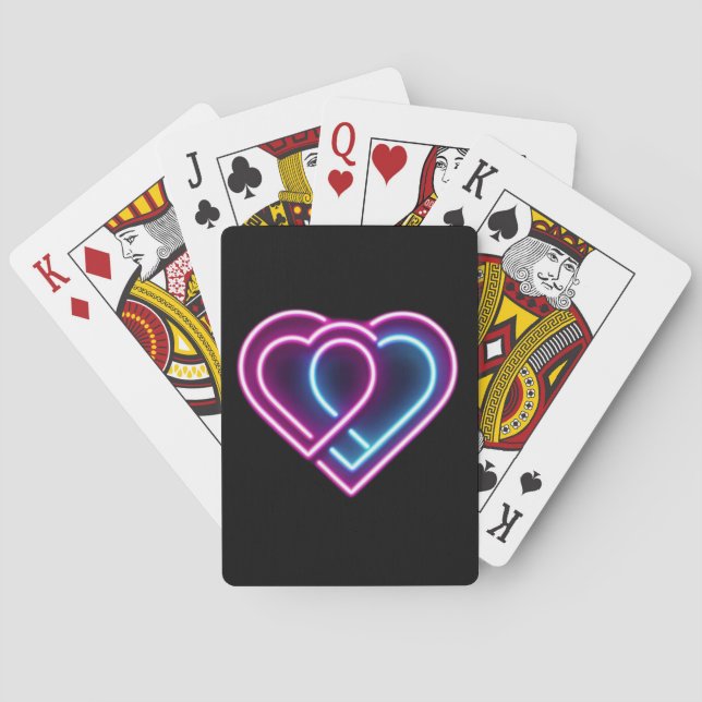 Neon pink/blue heart Valentine's day mug Poker Cards (Back)