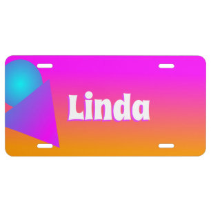 Neon Pink Blue Name Shapes Gradient License Plate
