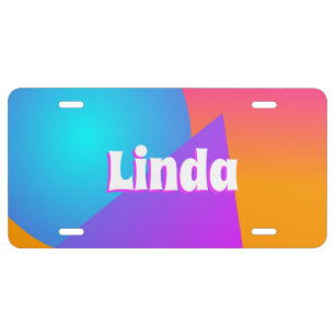 Neon Pink Blue Name Shapes Gradient License Plate