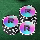 Neon Pink Blue &amp; Purple Ombre Monogram Poker Chips at Zazzle