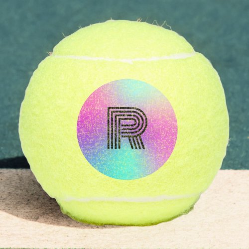 Neon Pink Blue  Purple Ombre Monogram Tennis Balls
