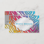 Neon Pink & Blue Zebra Print Tanning/Salon Business Card (Front/Back)