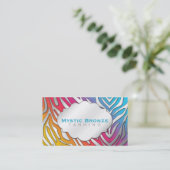 Neon Pink & Blue Zebra Print Tanning/Salon Business Card (Standing Front)