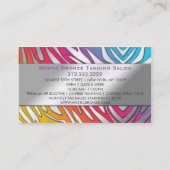 Neon Pink & Blue Zebra Print Tanning/Salon Business Card (Back)