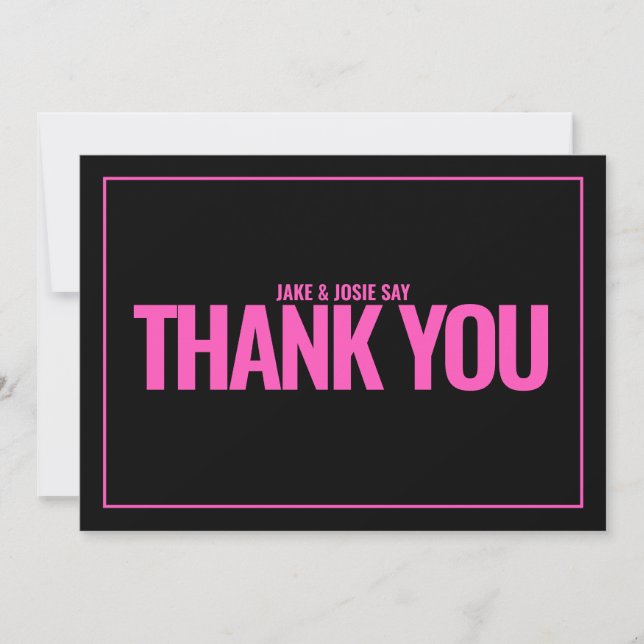 Neon pink bold text, thank you card (Front)