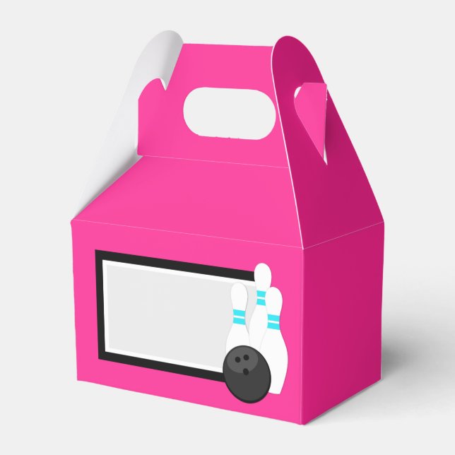 Neon Pink Bowling Favor Boxes (Front Side)