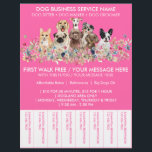 Neon Pink Breeds Dog Walker Budget Ticket Flyer<br><div class="desc">Neon Pink Breeds Dog Walker Budget Ticket</div>