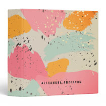 Neon Pink Brush Strokes Kraft Paper Binder