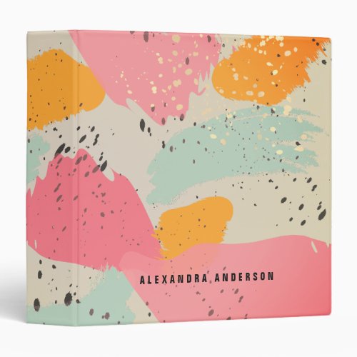 Neon Pink Brush Strokes Kraft Paper Binder