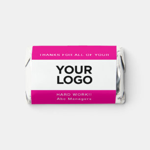 Neon Pink Business Logo Text Employee Appreciation Hershey's Miniatures