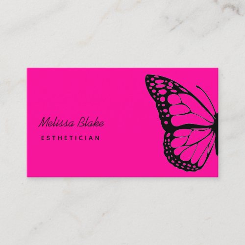 neon pink butterfly logo business card