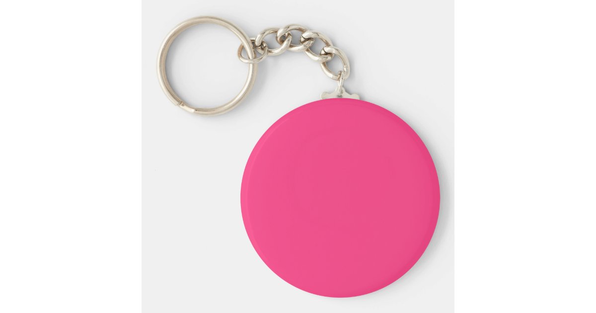 Neon Pink Button Keychain